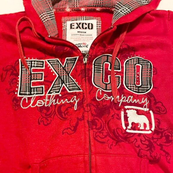Exco Y2K Boys Size Medium Zip Up Hoodie Sweater Red - Picture 4 of 16